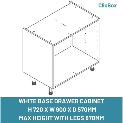 WHITE BASE DRAWER CABINET  H 720 X W 900 X D 570MM