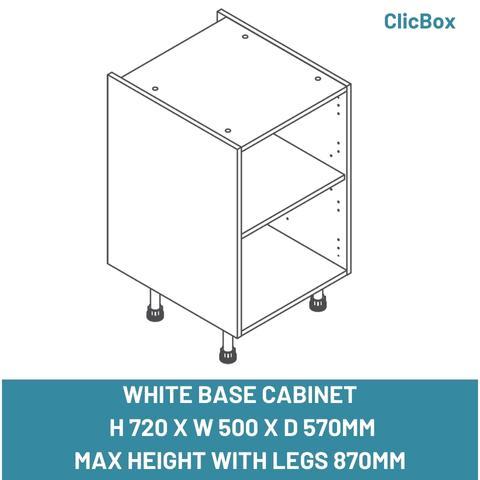 WHITE BASE CABINET  H 720 X W 500 X D 570MM