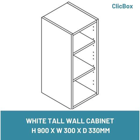 WHITE TALL WALL CABINET  H 900 X W 300 X D 330MM