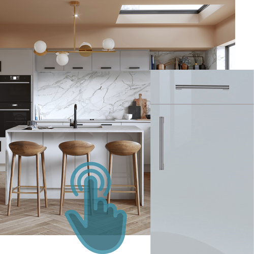 EXAMPLE ZURFIZ SUPER GLOSS LIGHT GREY KITCHEN
