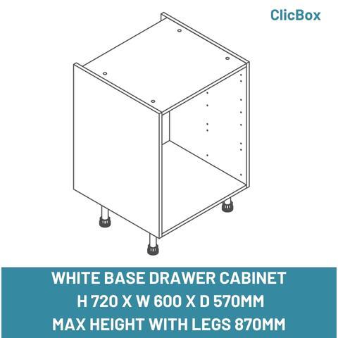 WHITE BASE DRAWER CABINET  H 720 X W 600 X D 570MM