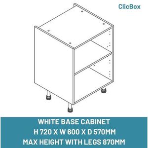 WHITE BASE CABINET  H 720 X W 600 X D 570MM