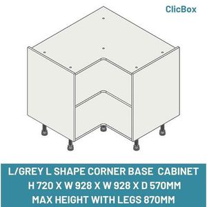 LIGHT GREY L SHAPE CORNER BASE  CABINET