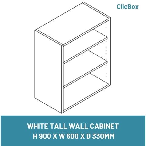 WHITE TALL WALL CABINET  H 900 X W 600 X D 330MM