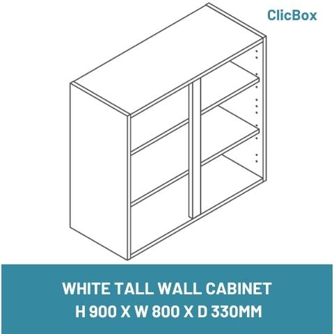 WHITE TALL WALL CABINET  H 900 X W 800 X D 330MM