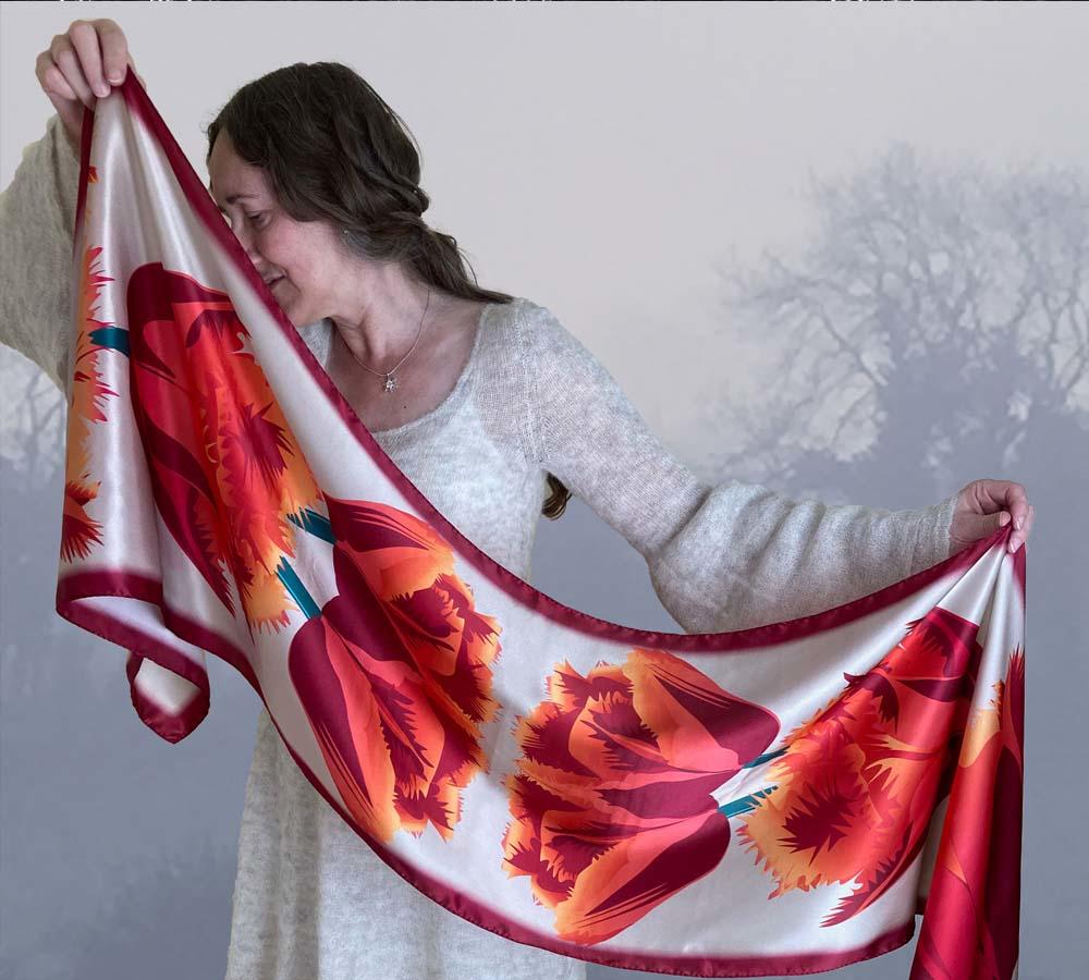 <h2>Pure Silk Scarves</h2><p>Created in the UK</p>