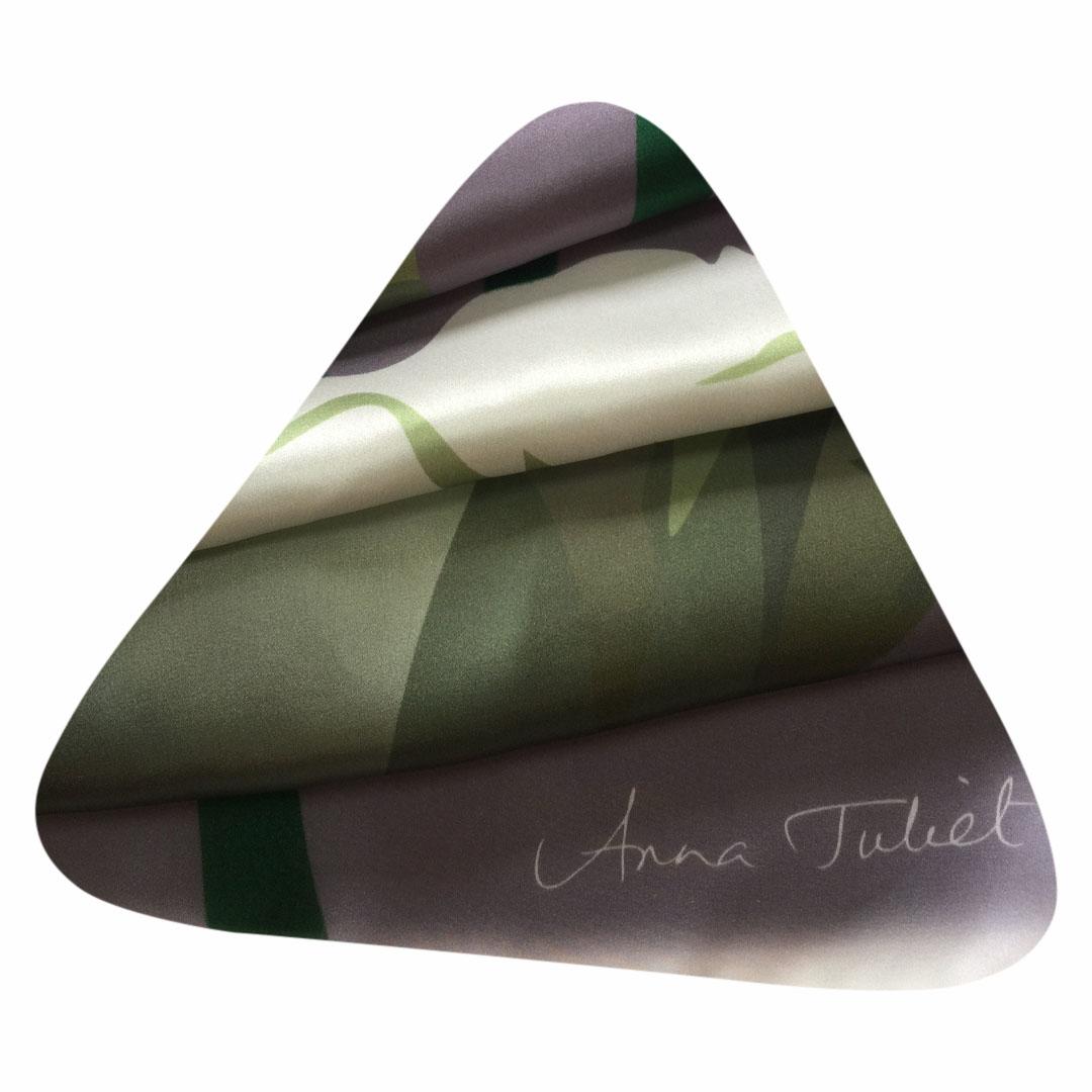 Signature on limited edition silk scarf.