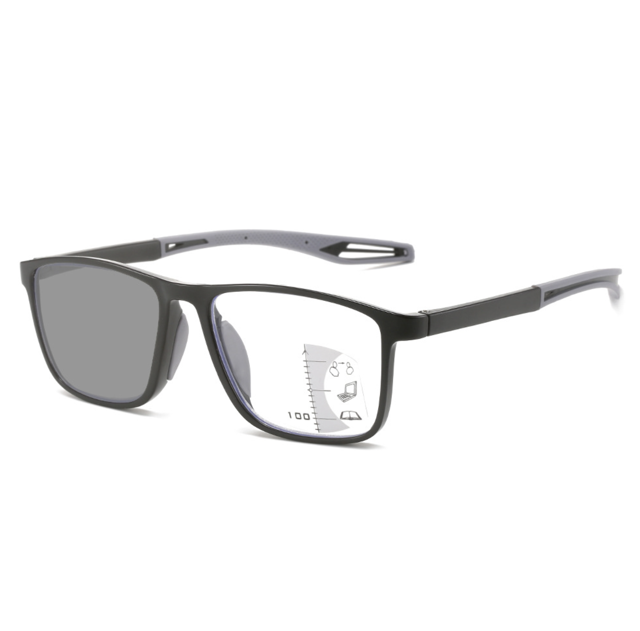 Progressive Reading Glasses 3.5 Grey Black