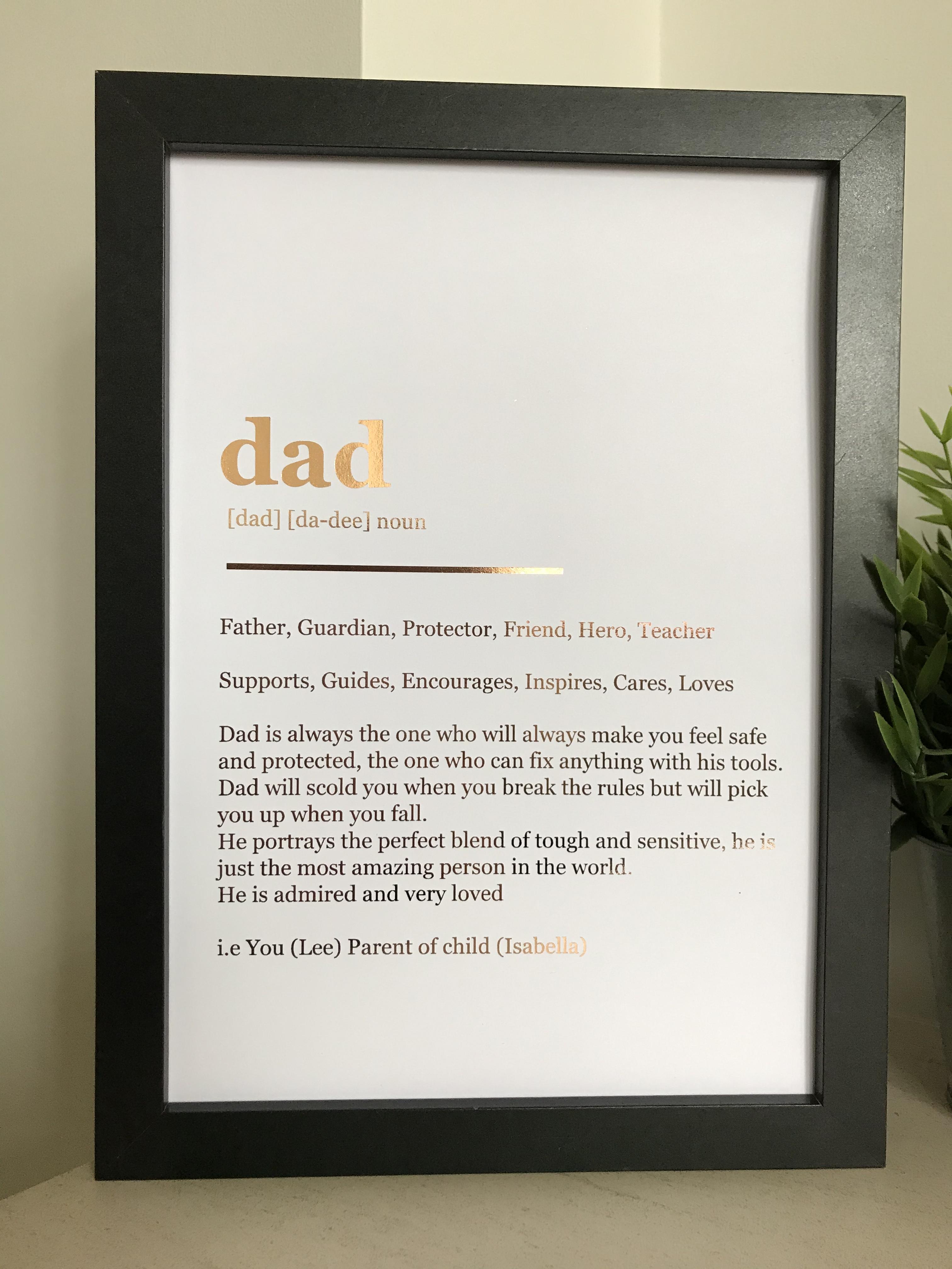 Personalised Dad Noun Print