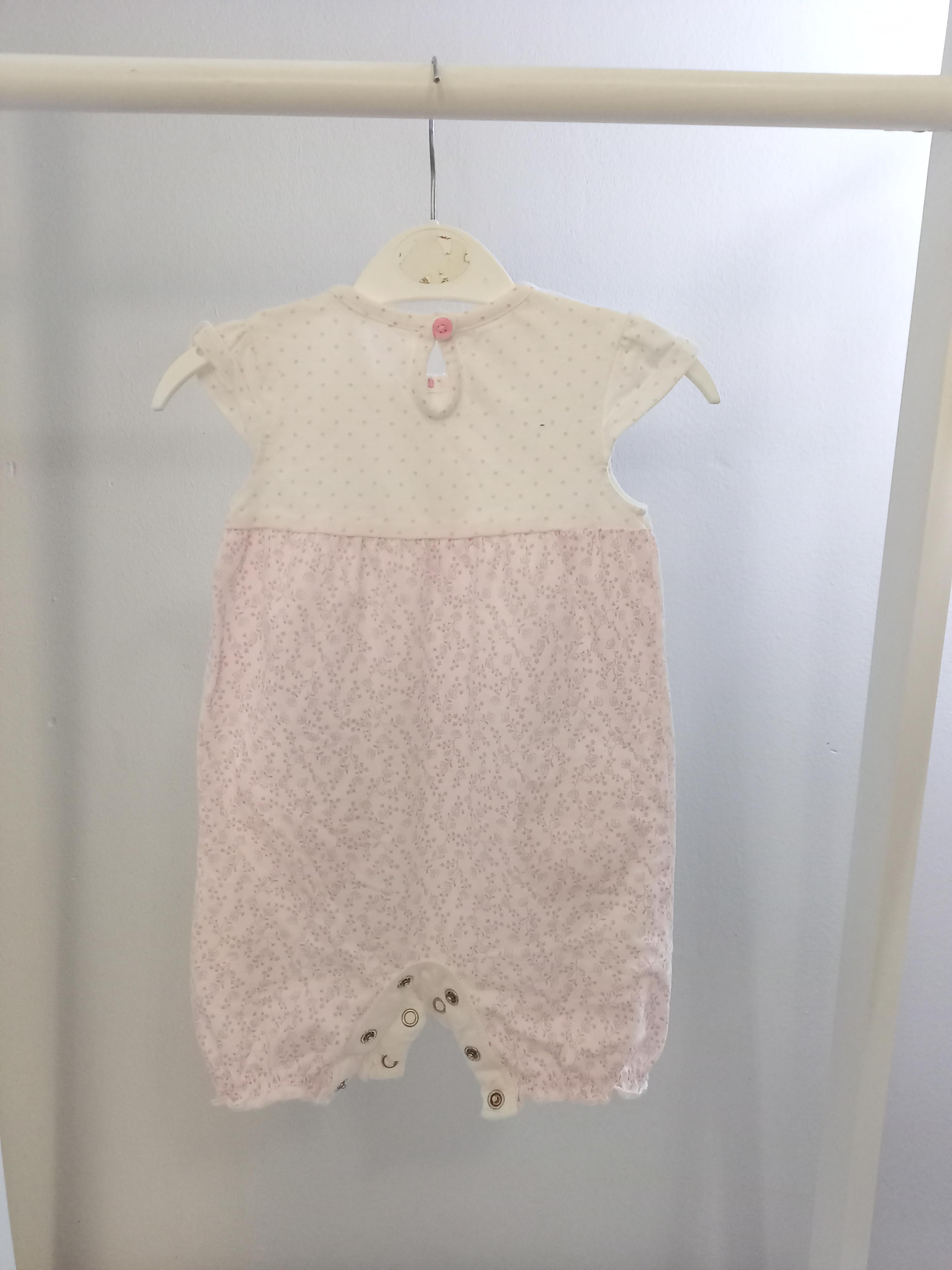 George 3-6 Months Pink and White Floral Romper