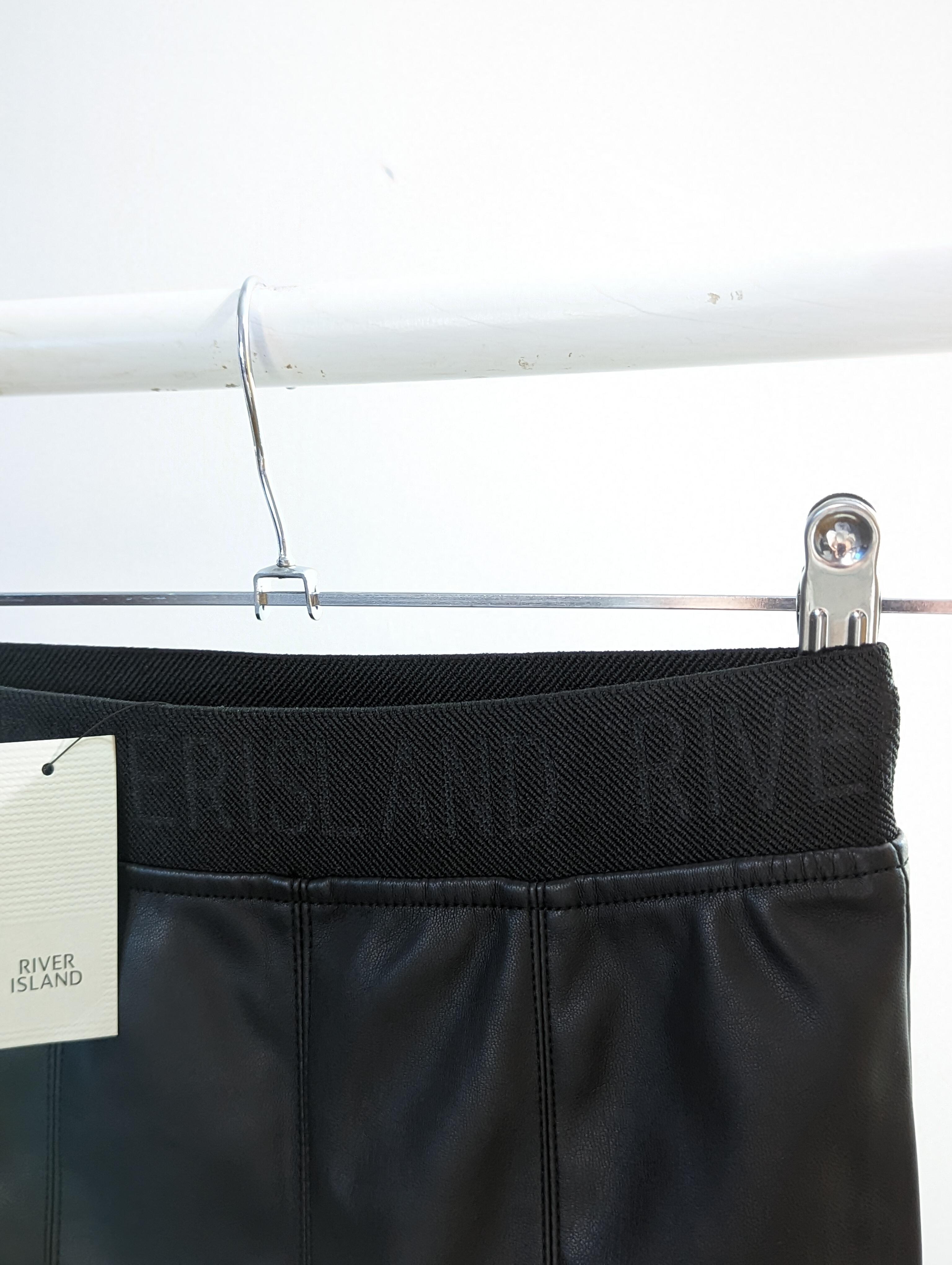 River Island Petite Chain Belt Faux Leather Cigarette Trousers In Black for  Women