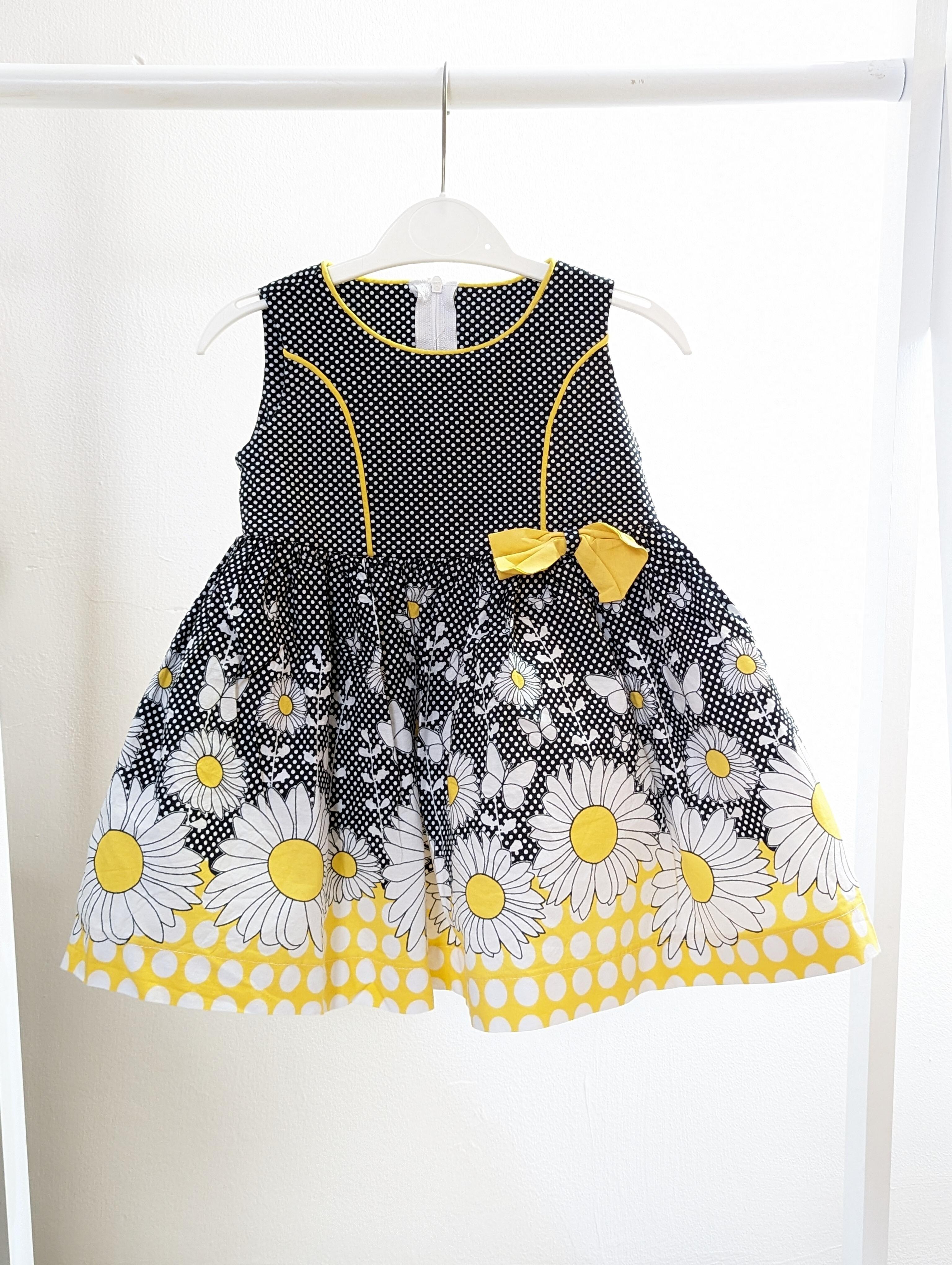 9-12 Months Black Spotty Flower Dress
