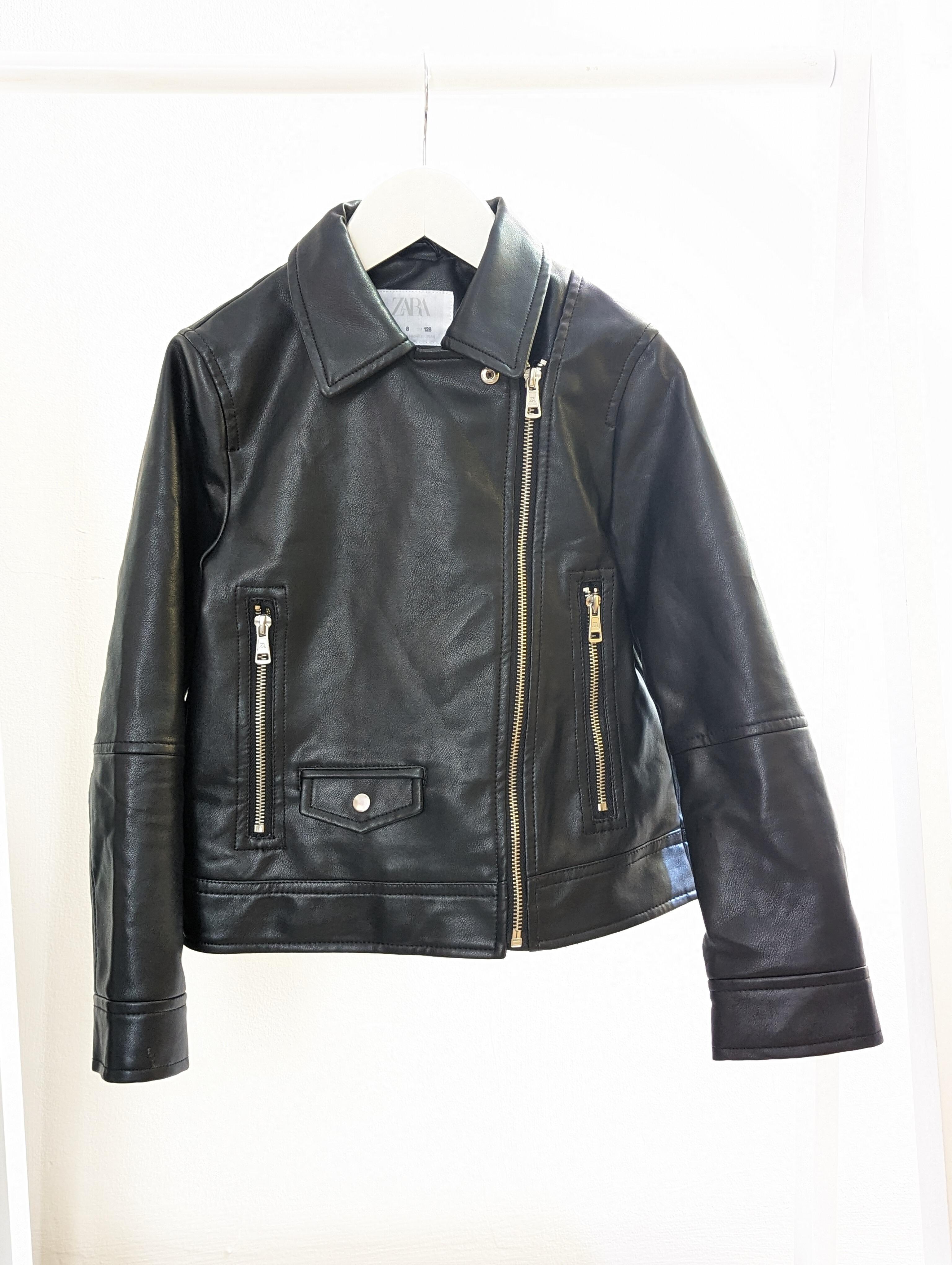 ZARA cheapest Girls Rule black faux leather oversized jacket