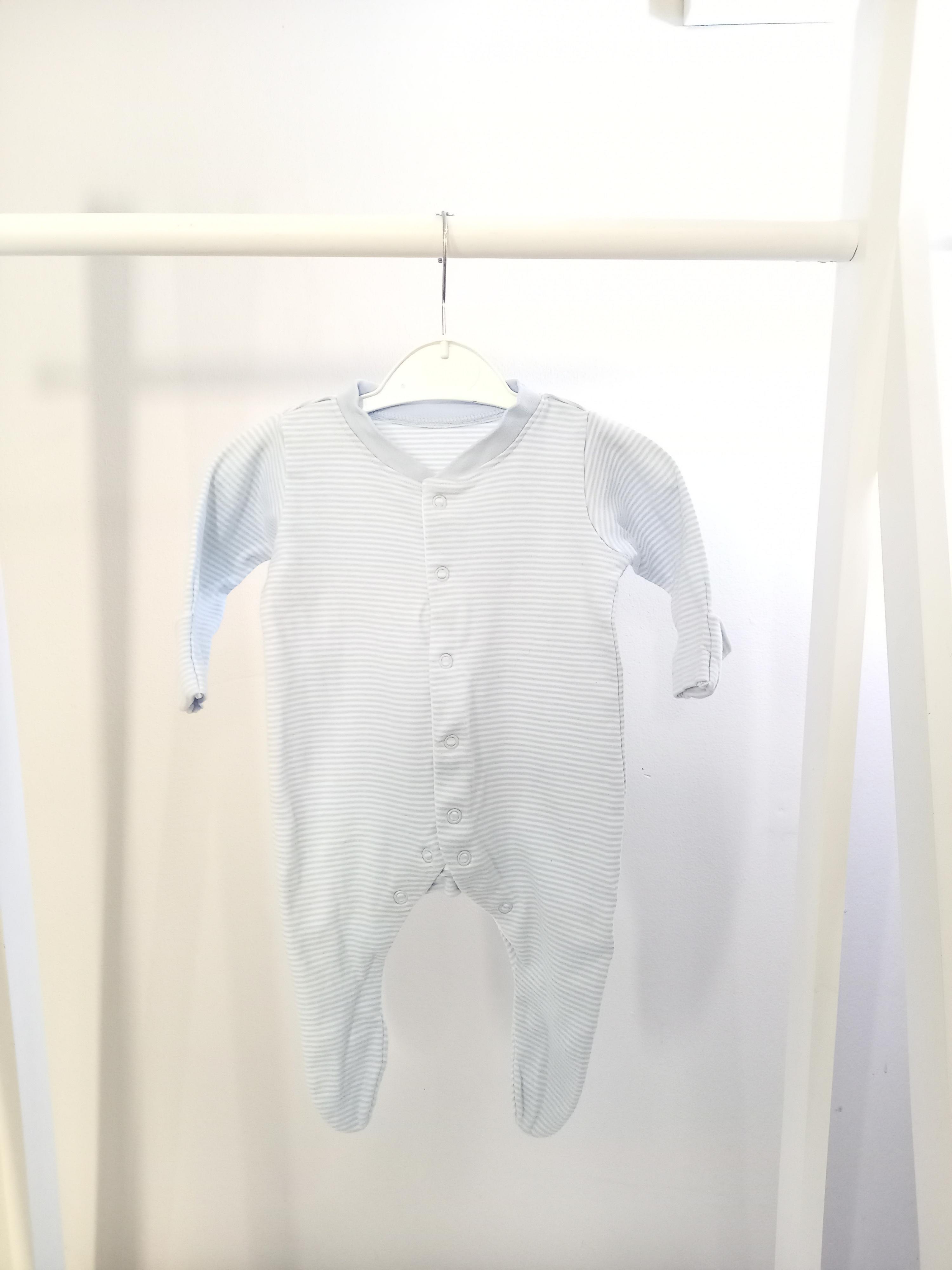 Mothercare 0-1 Month Blue Stripe Sleepsuit