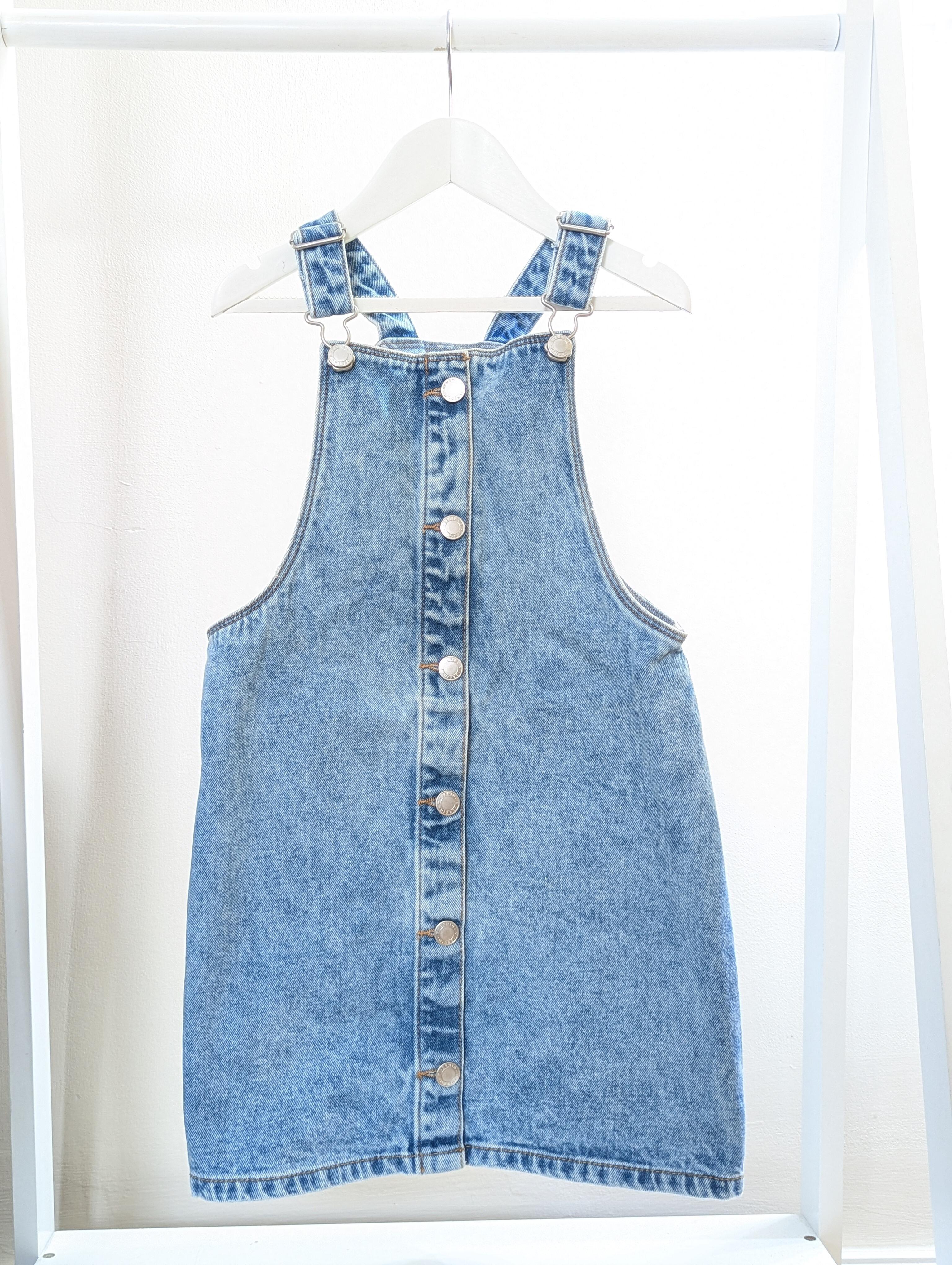 tu denim pinafore dress TU 7 Years Plain Blue Denim Pinafore Dress