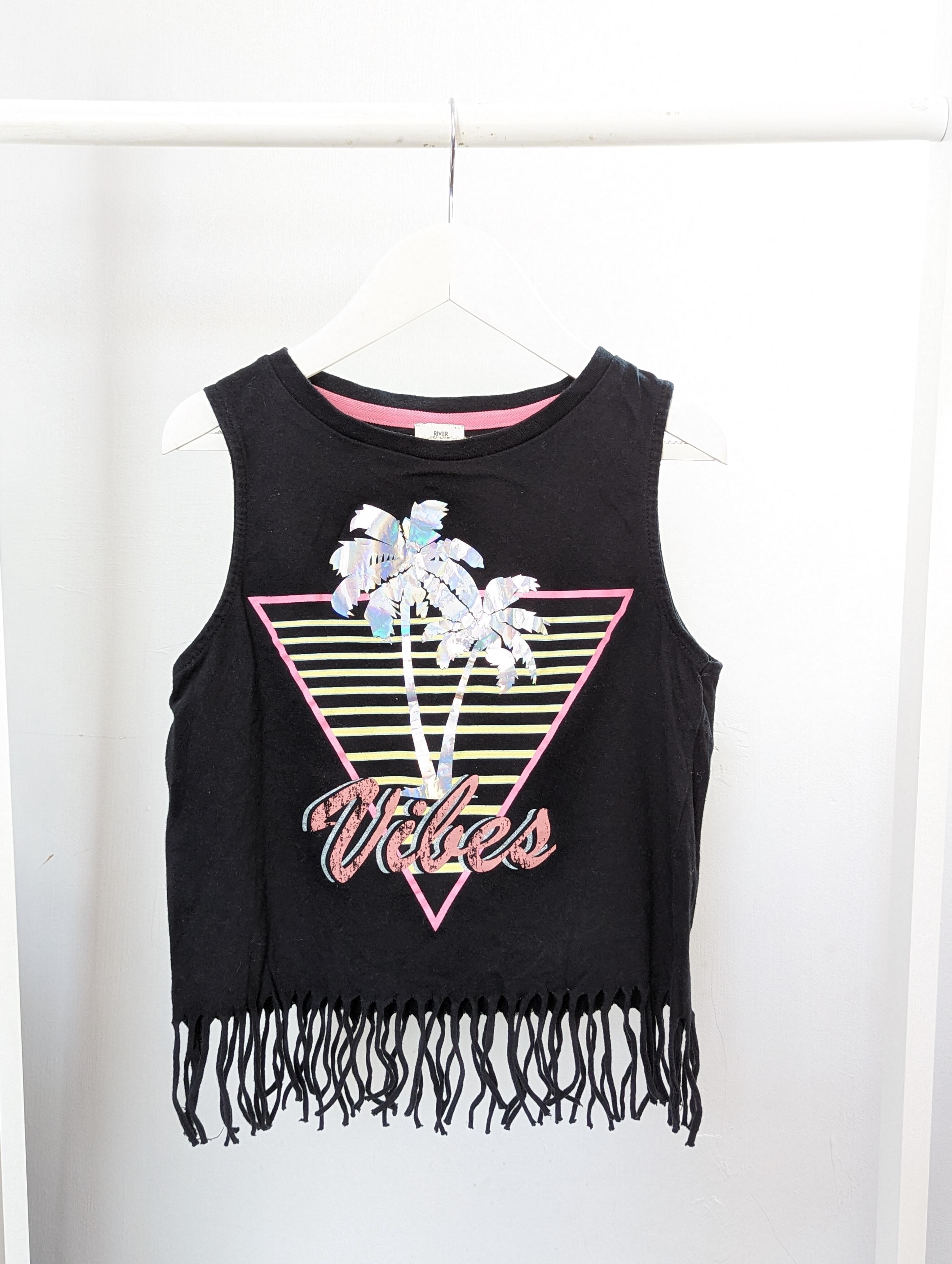 River Island 9-10 years Black Tasselled Top (see description)