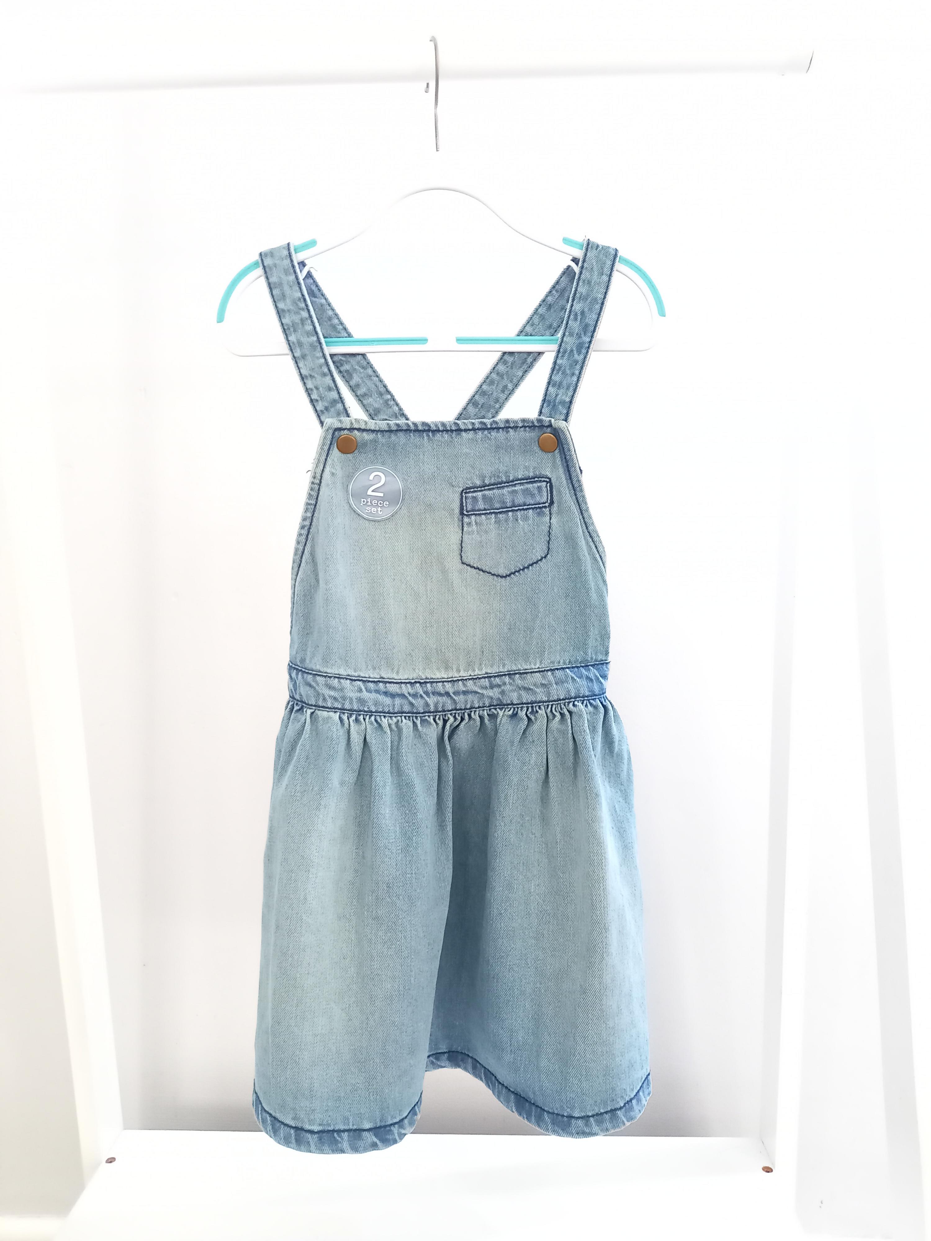 Next 5 6 Years Plain Blue Denim Dungaree Dress New