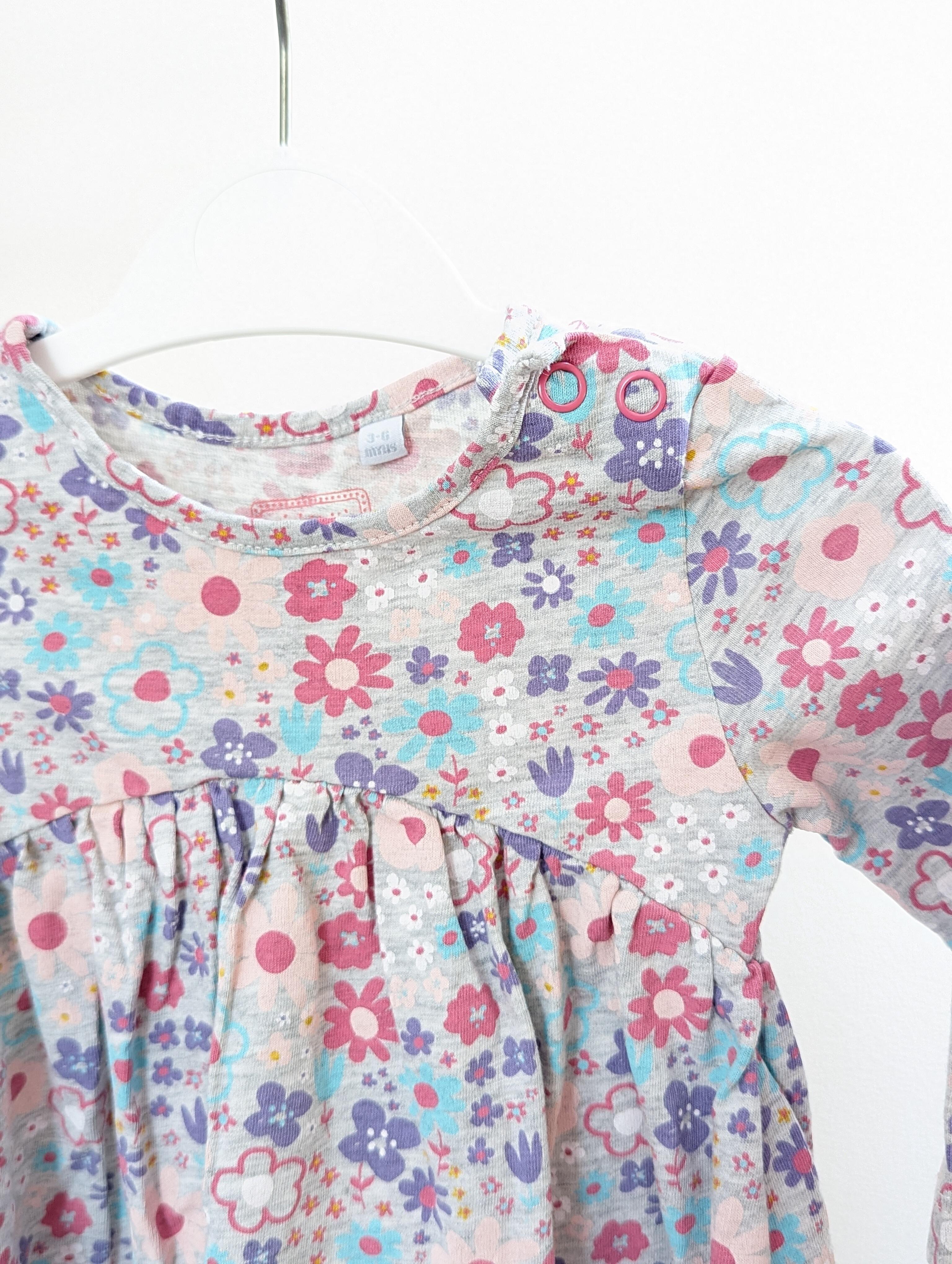 Bluezoo 3-6 Months Grey Flower Dress