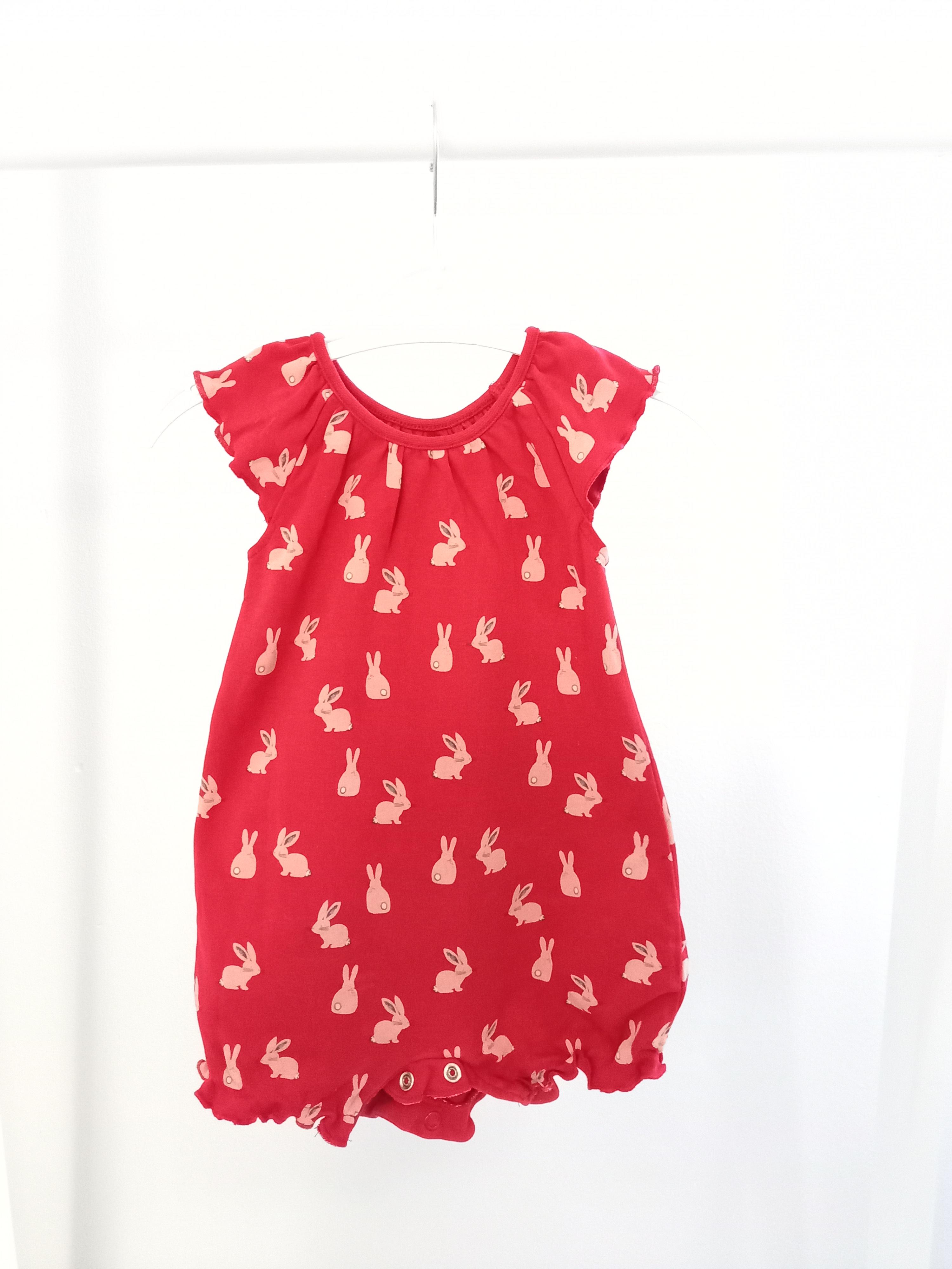 Next 3 6 Months Red Bunny Romper Suit