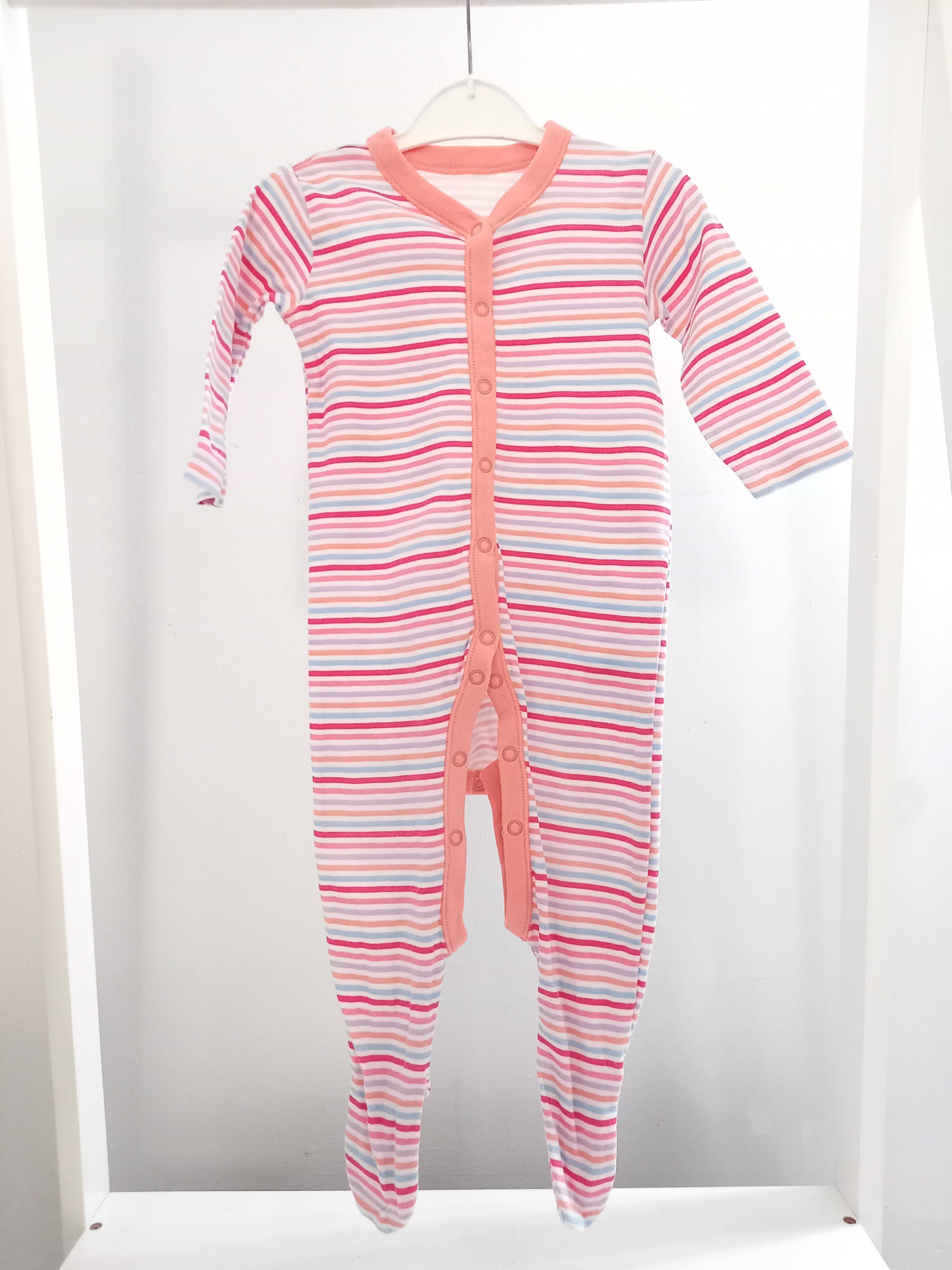 Nutmeg 9 12 Months Colourful Stripe Sleepsuit
