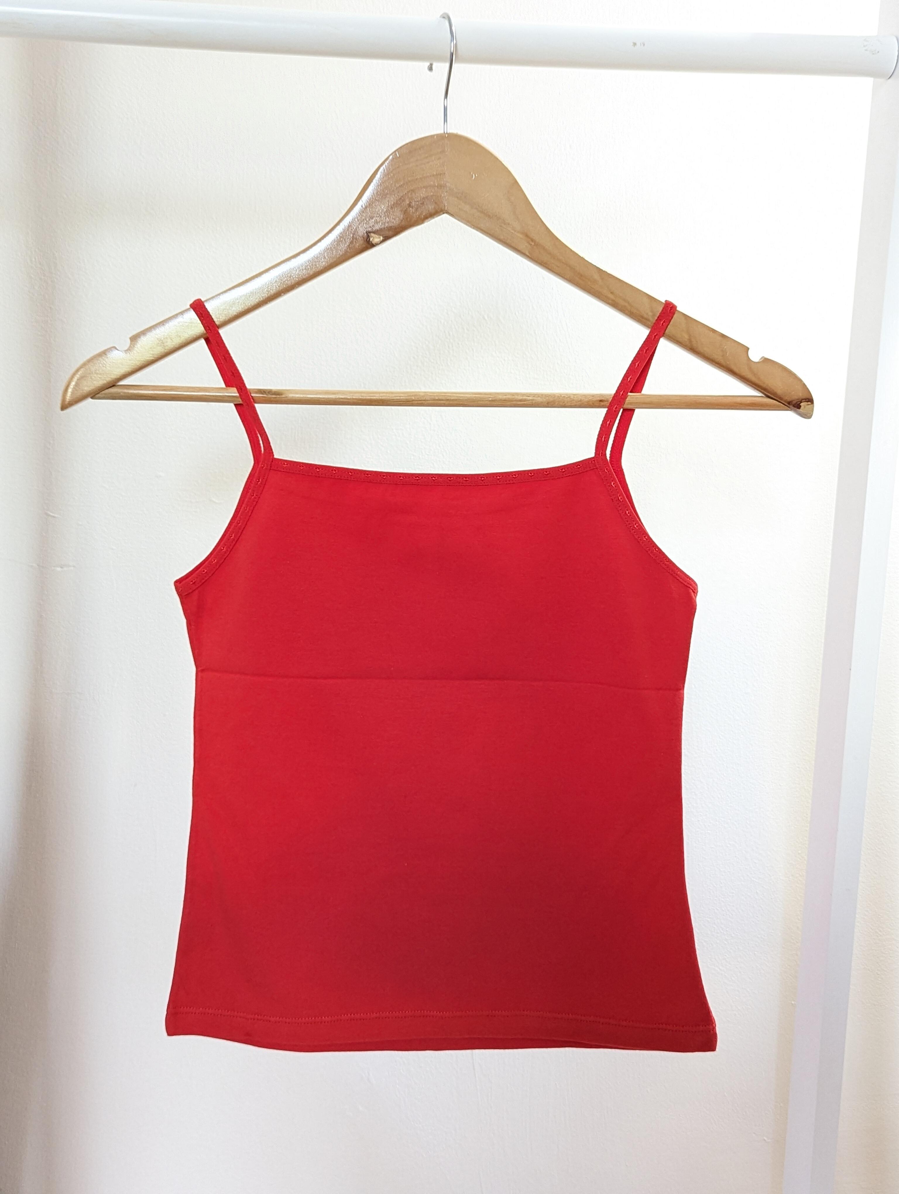 Red strappy vest top store