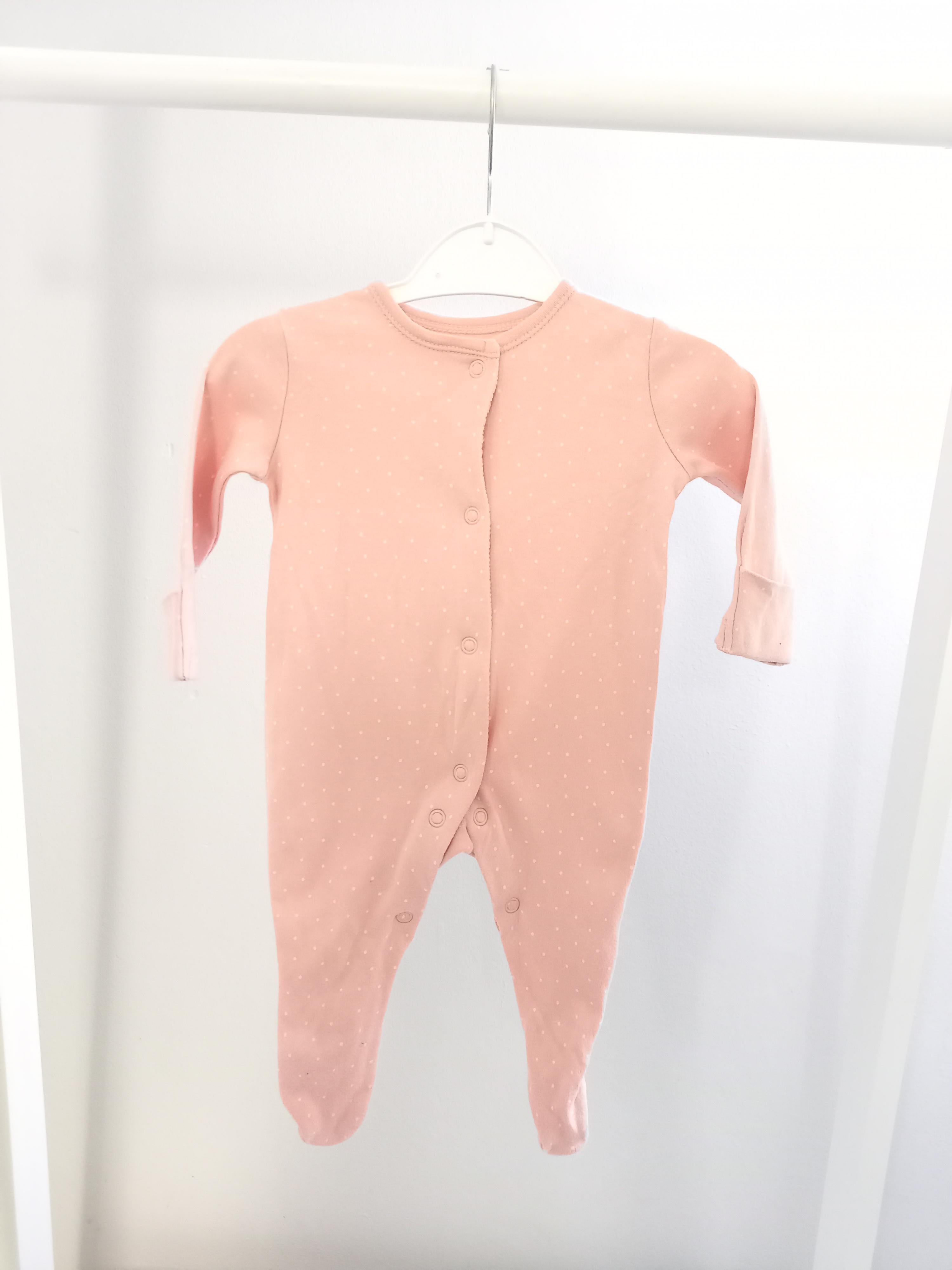 George First Size Pink Polka Dot Sleepsuit