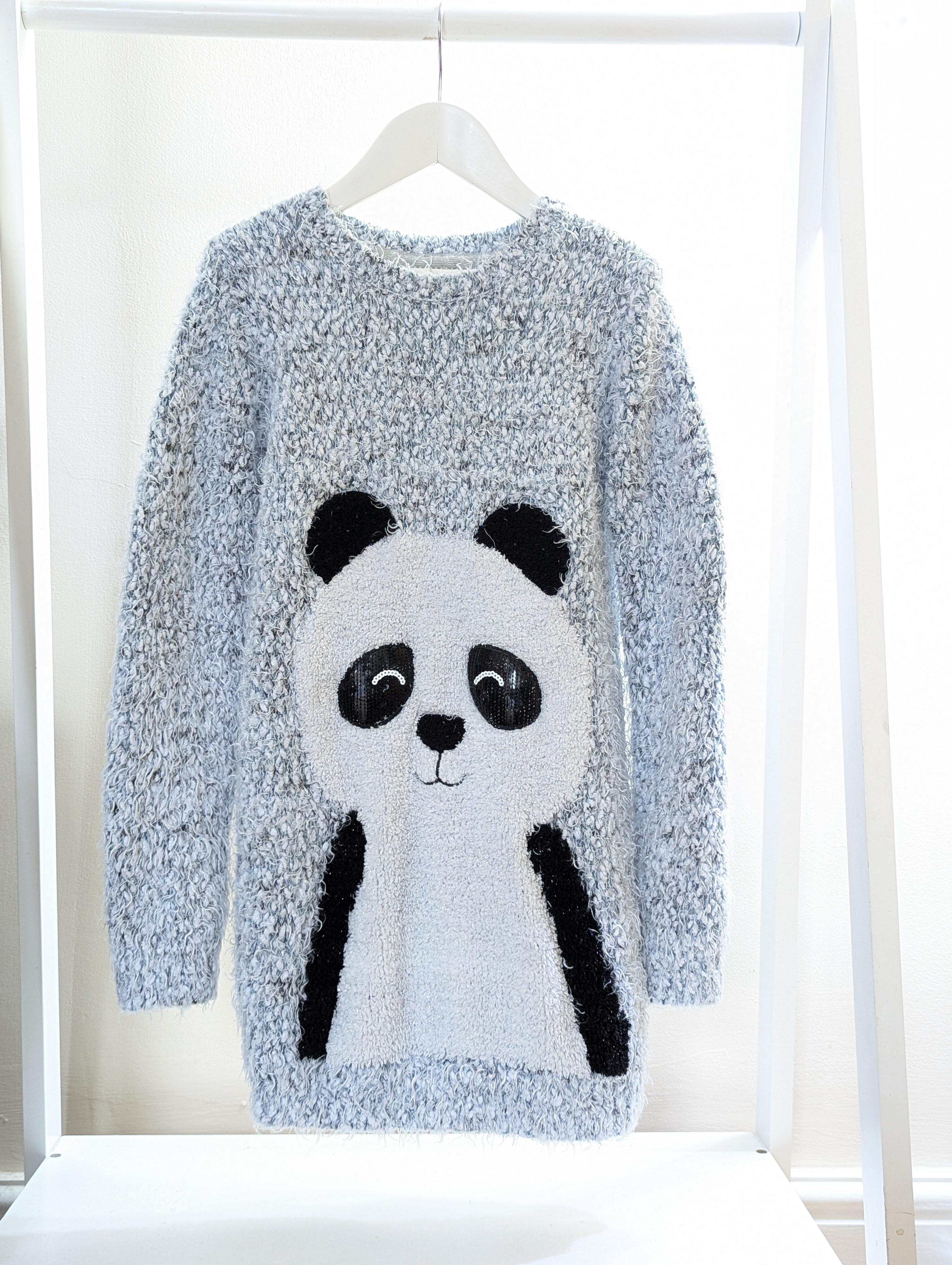 Bluezoo 9-10 Years Grey Panda Jumper Dress
