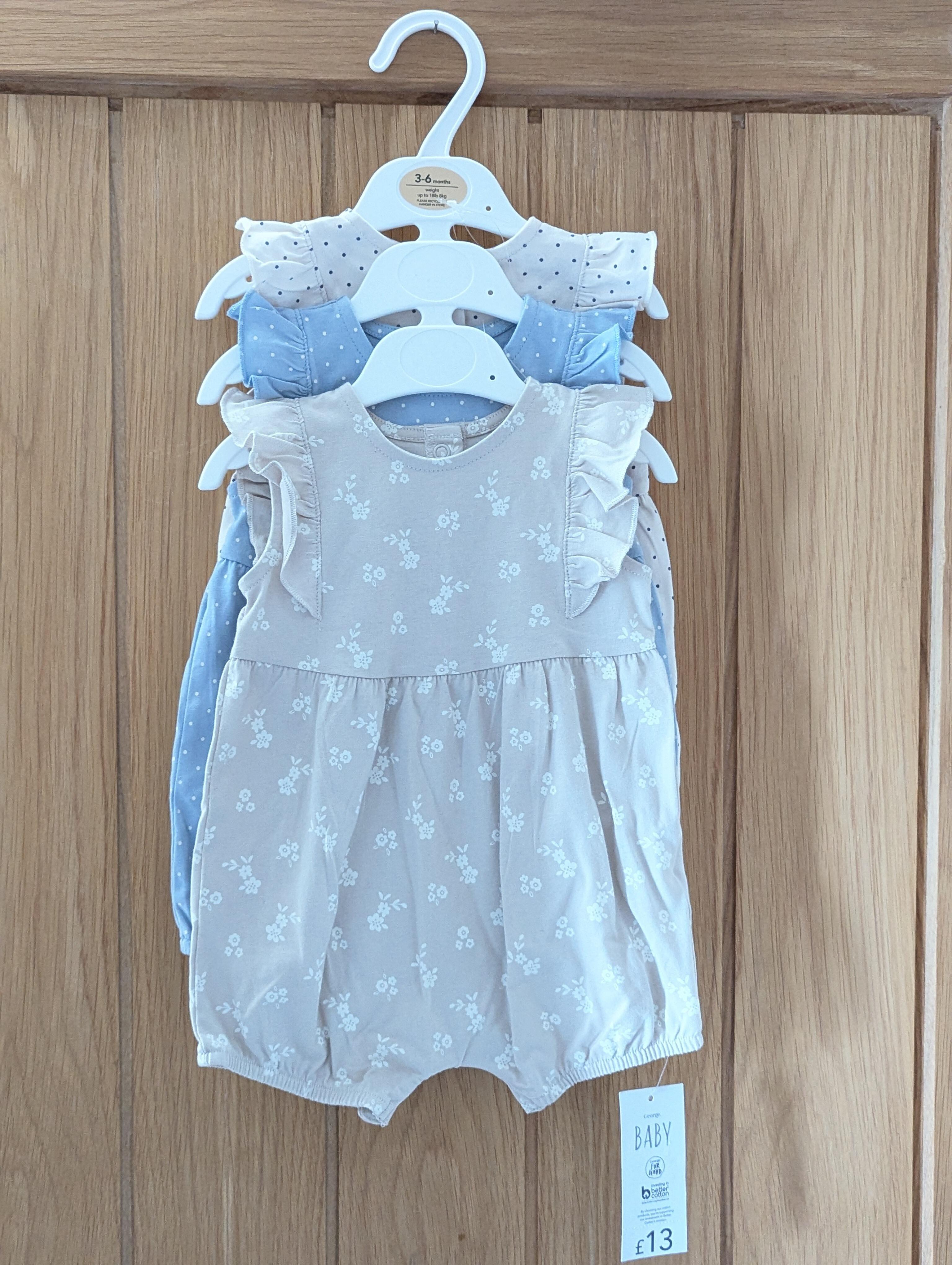 George 3-6 Months Pack Rompers (New)