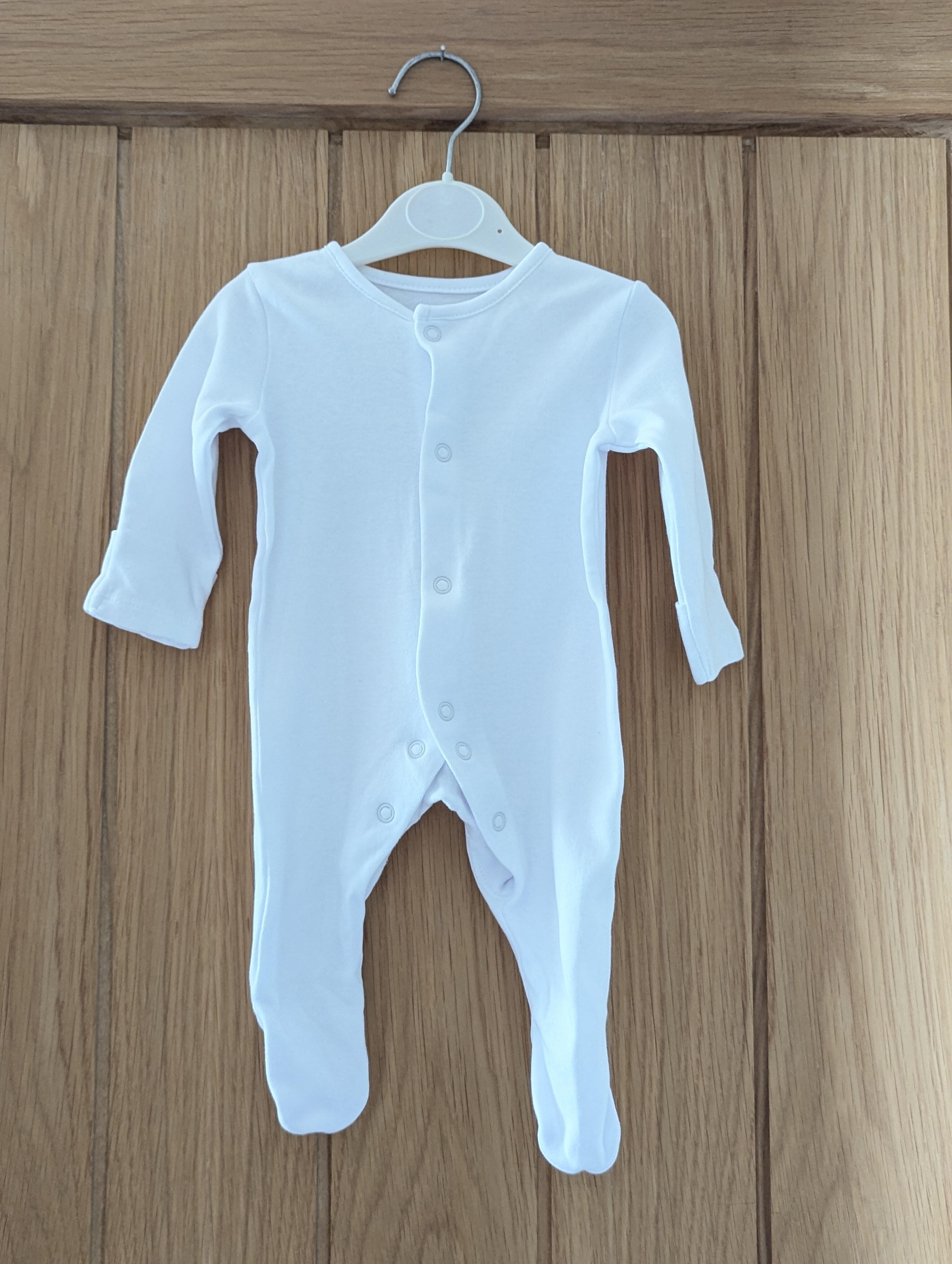 George First Size Plain White Sleepsuit (2)