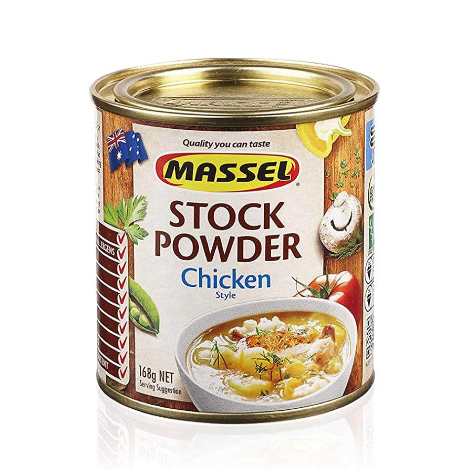 A tub of Massel Chicken Style Stock Powder