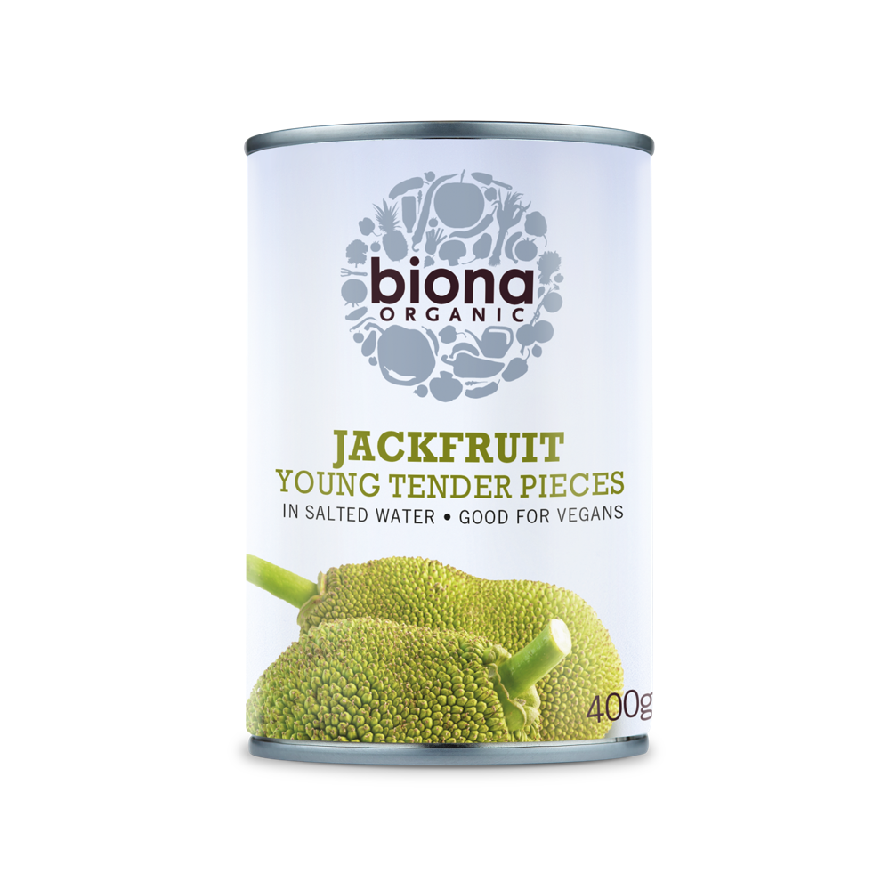A can of Biona organic jackfruit in salted water