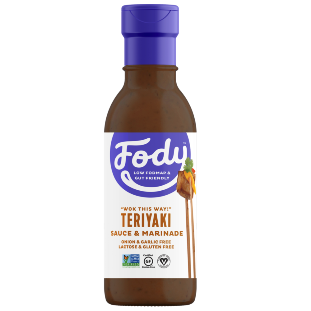 A bottle of Fody Teriyaki Sauce & Marinade