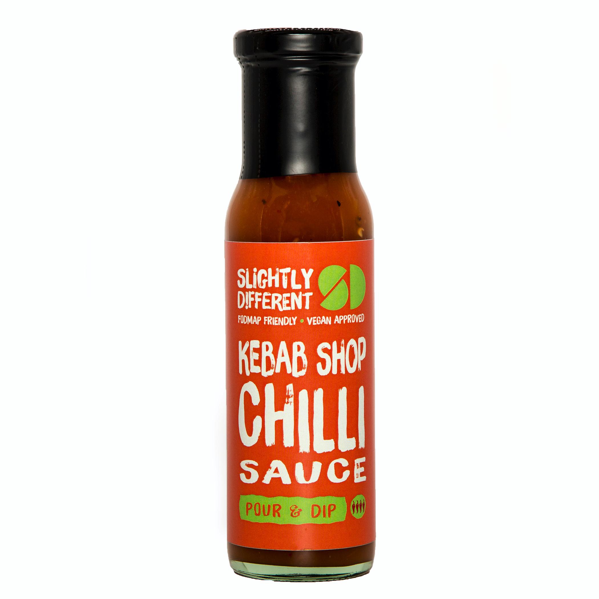 A bottle of Slightly Different's Kebab Shop Chilli Sauce