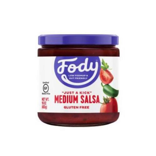 A jar of Fody medium salsa