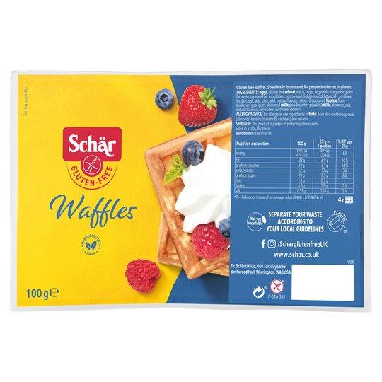 A packet of Schar gluten free waffles