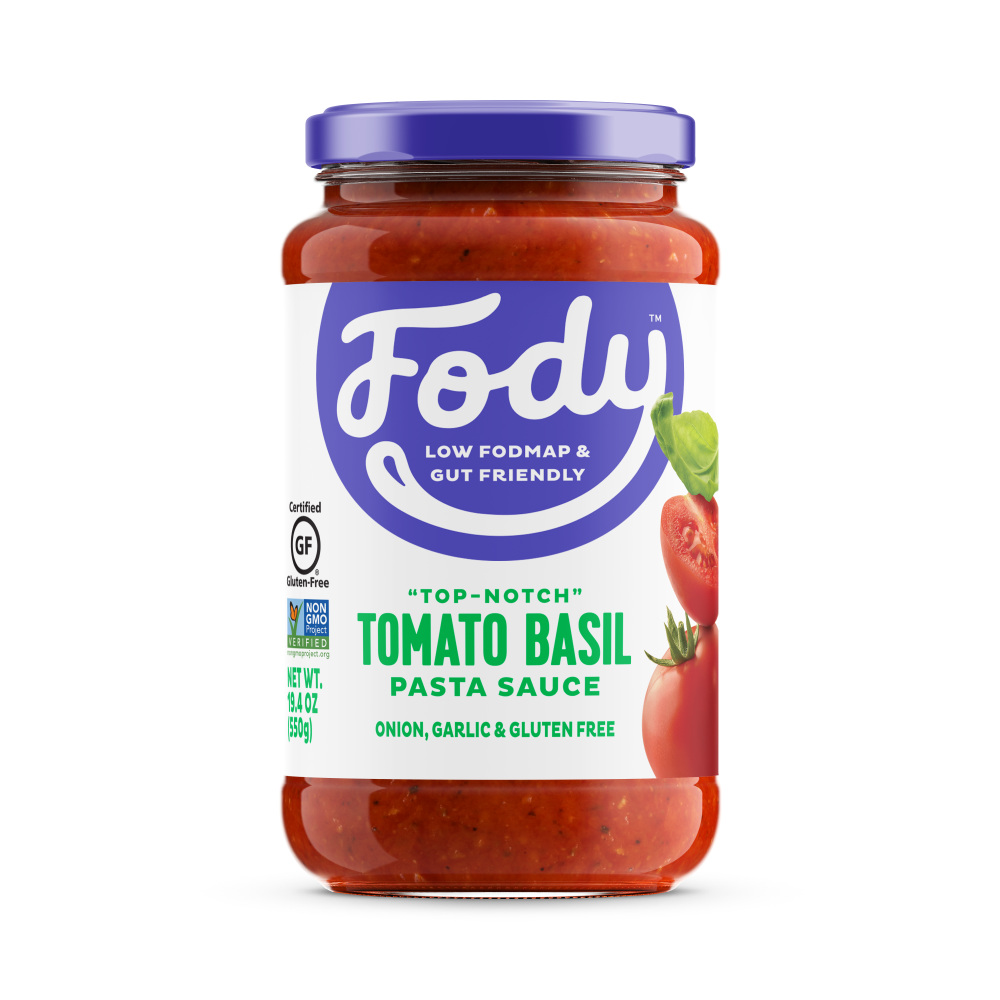 A jar of Fody tomato and basil sauce