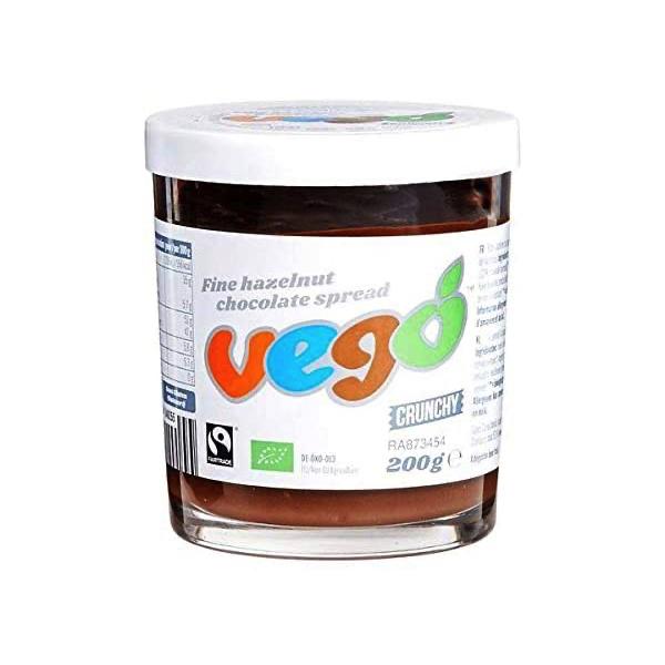 A jar of Vego Fine Hazelnut Crunchy Chocolate Spread