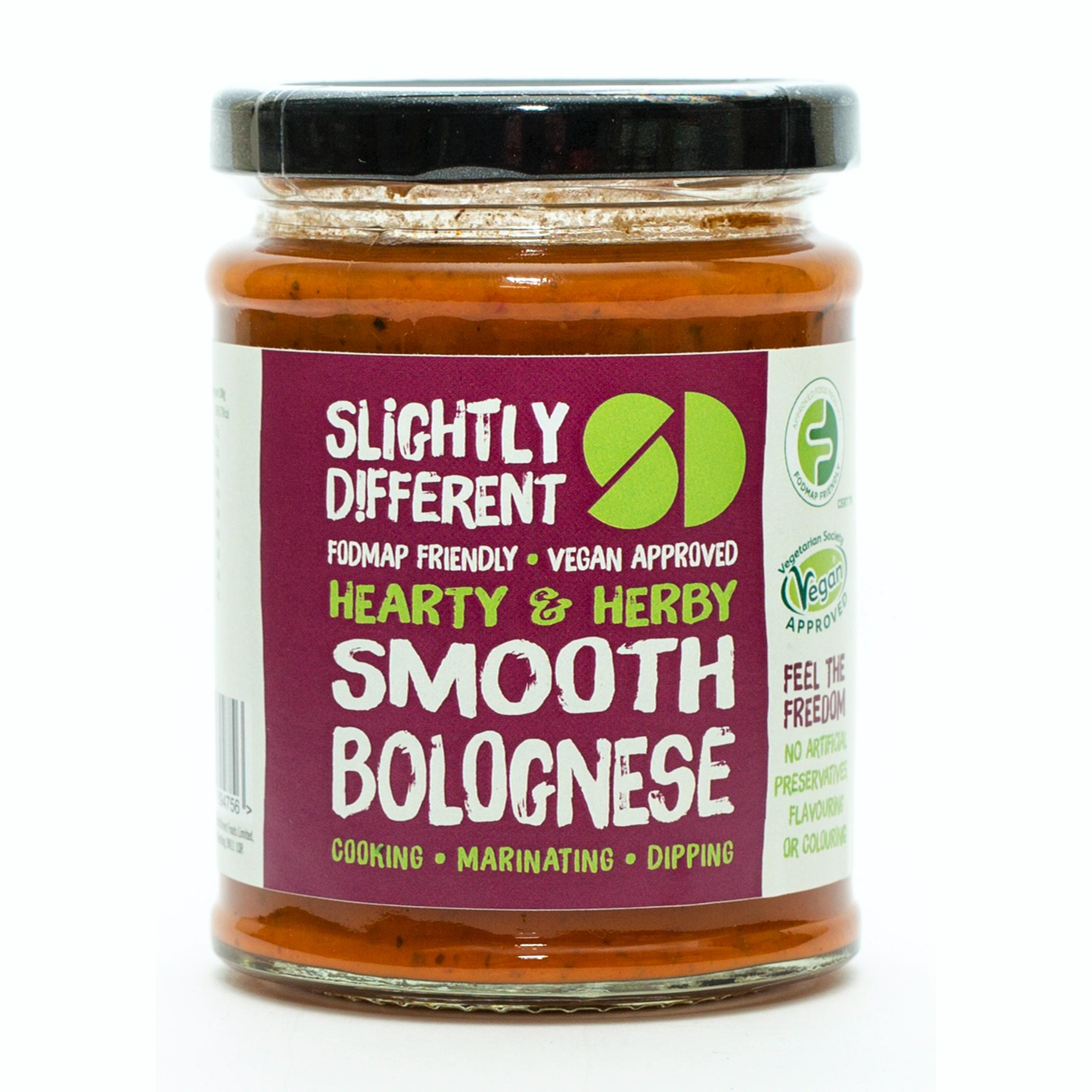 A jar of Slightly Different's Smooth Bolognese Sauce