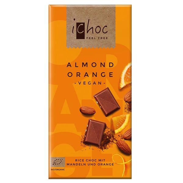 A bar of iChoc almond orange chocolate