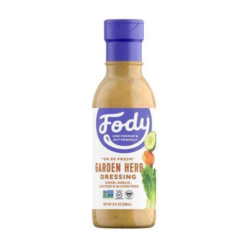 A bottle of Fody Garden Herb Salad Dressing