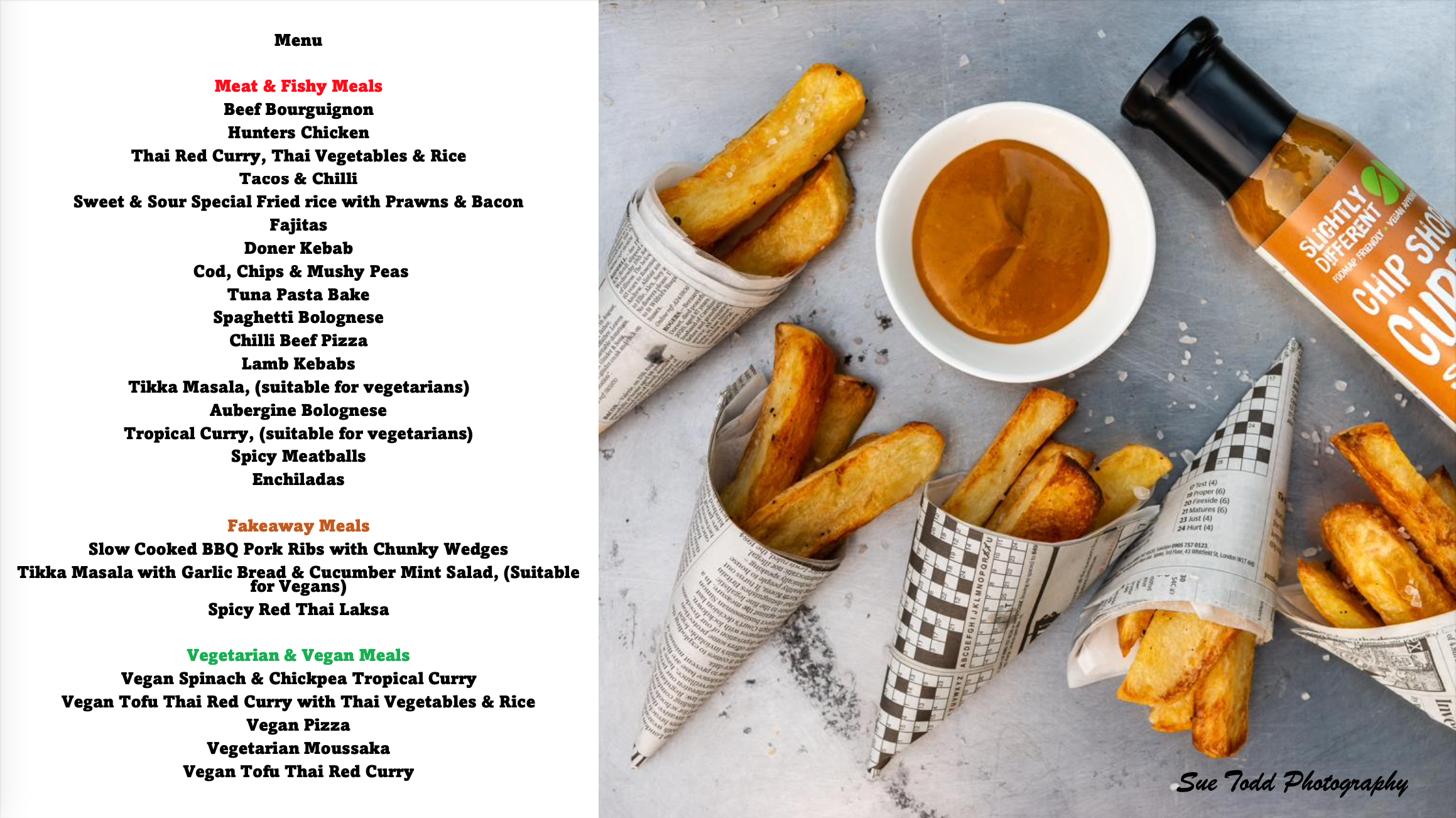 Page one of the contents of the Slightly Different free recipe ebook