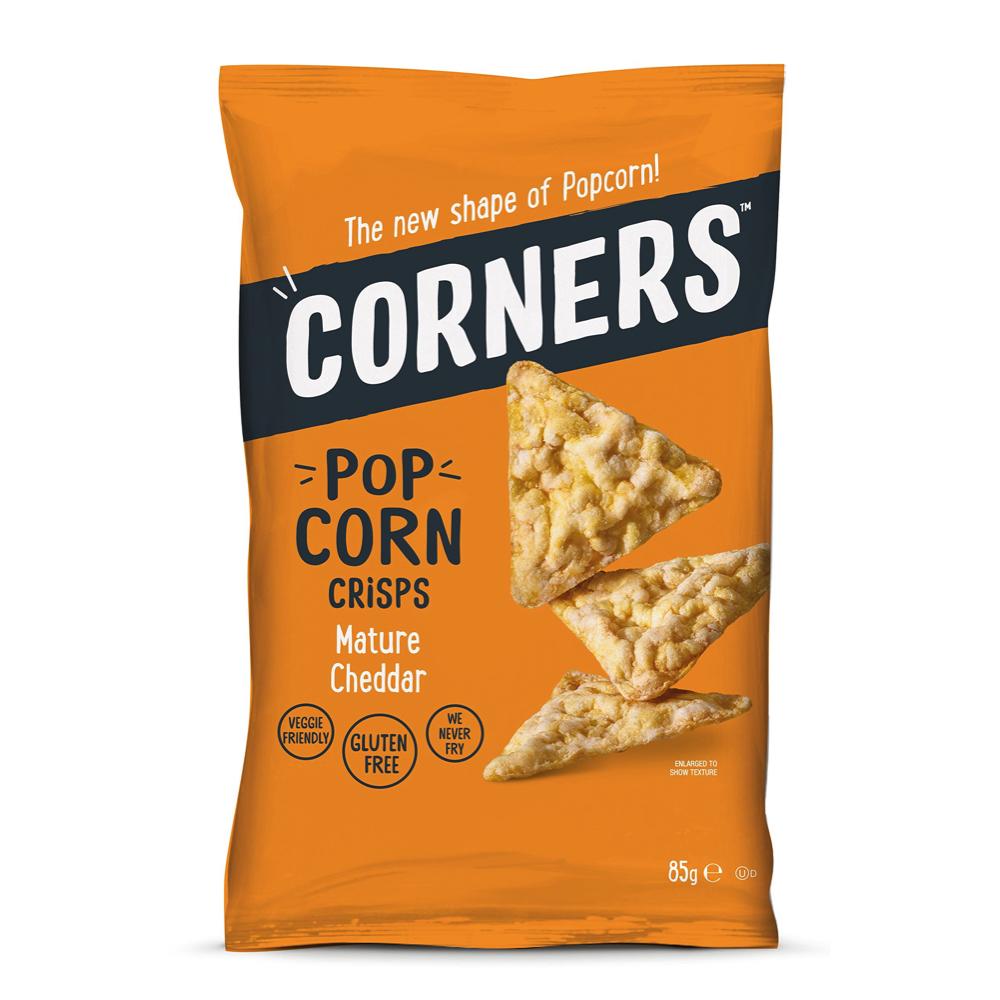 A packet of Corners Mature Cheddar Popcorn Crisps