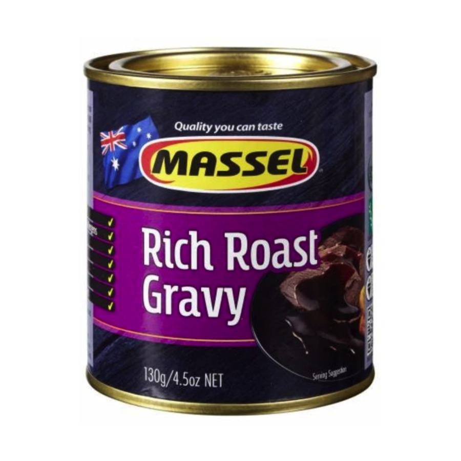 A tub of Massel Rich Roast Gravy powder