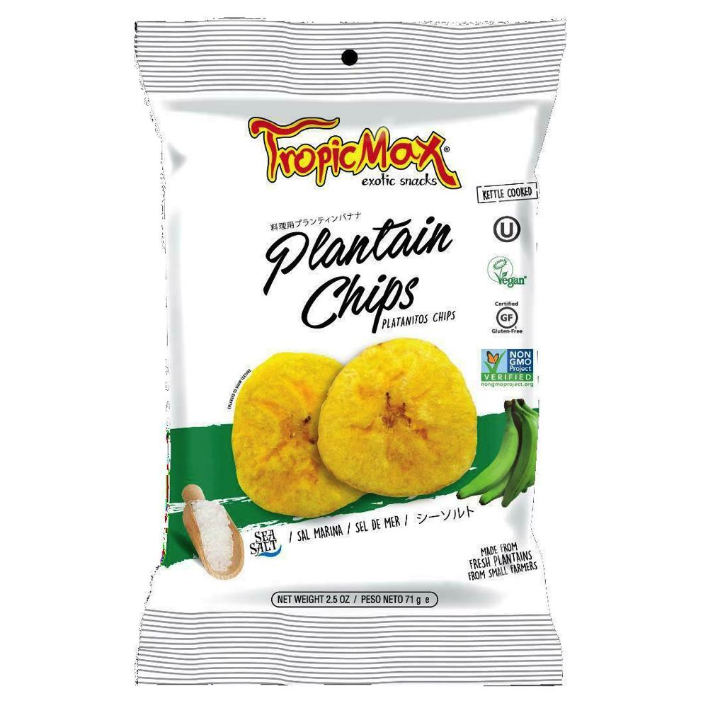 A packet of Tropicmax Lightly Salted Plantain Chips