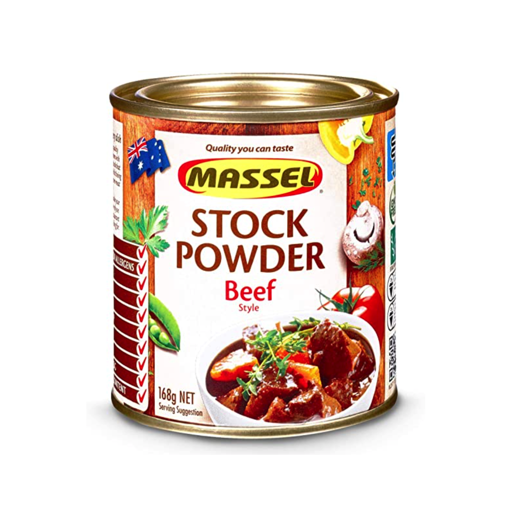 A tub of Massel Beef Style Stock Powder
