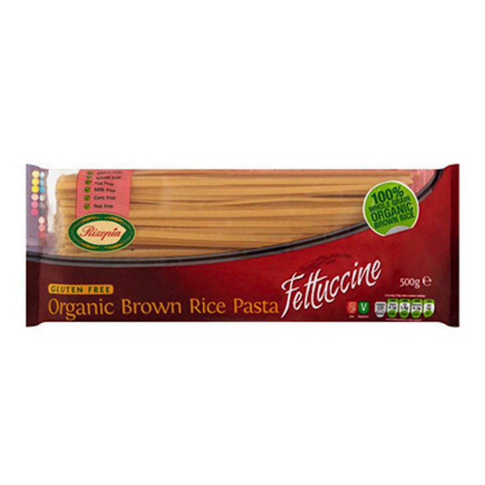 A bag of Rizopia Organic Brown Rice Fettuccine