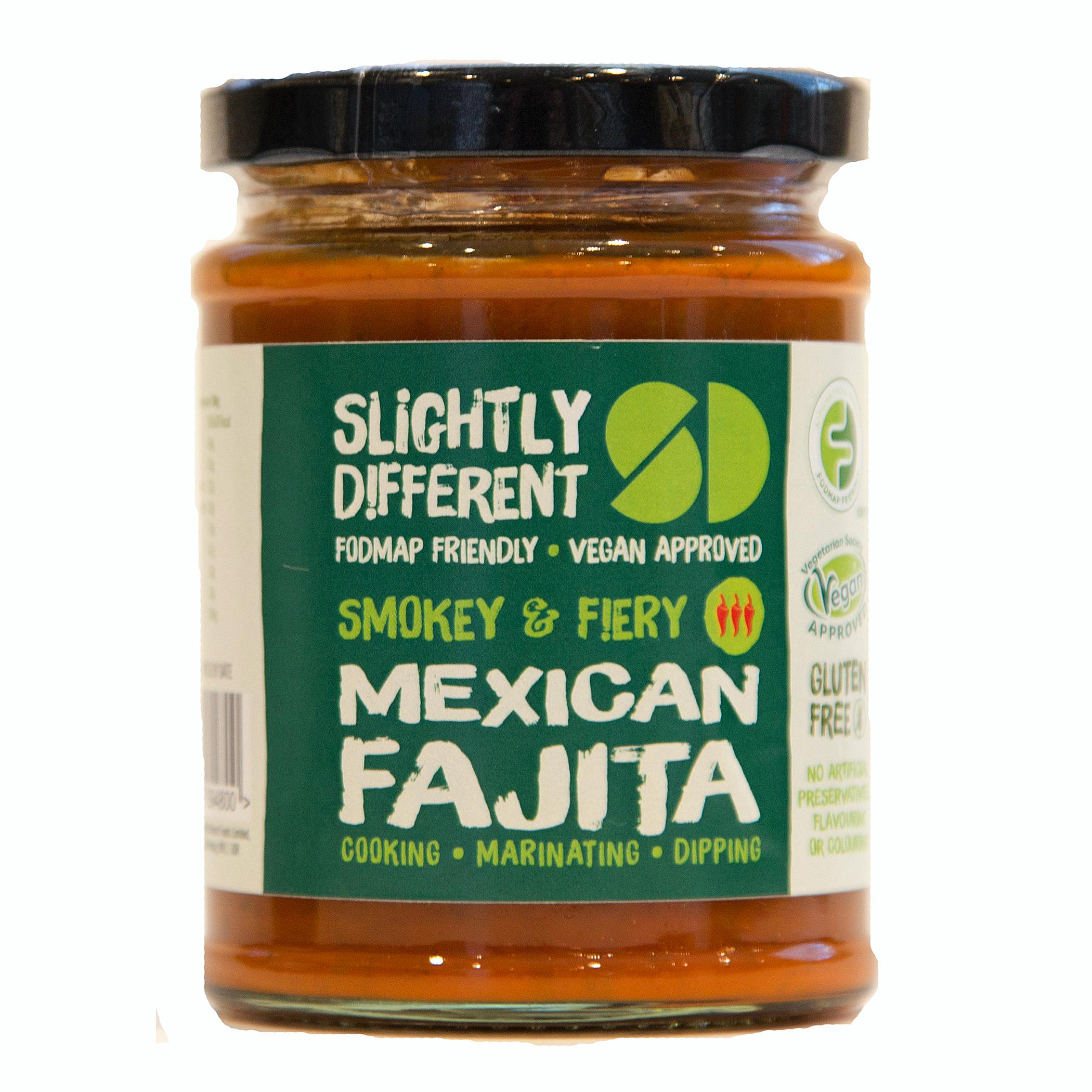 A jar of Slightly Different's Mexican Fajita Sauce