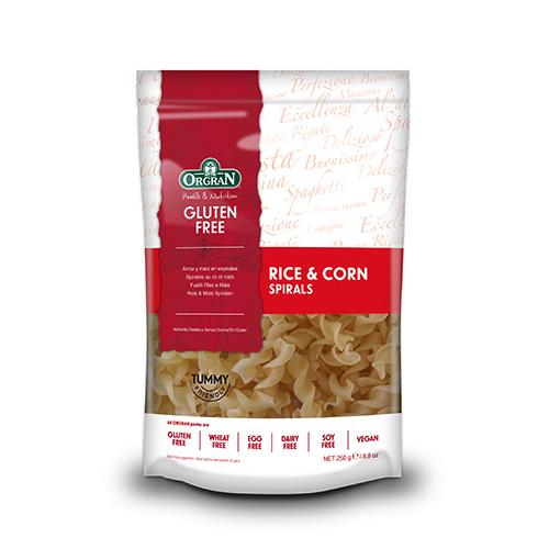 A packet of Orgran Rice & Corn Spirals