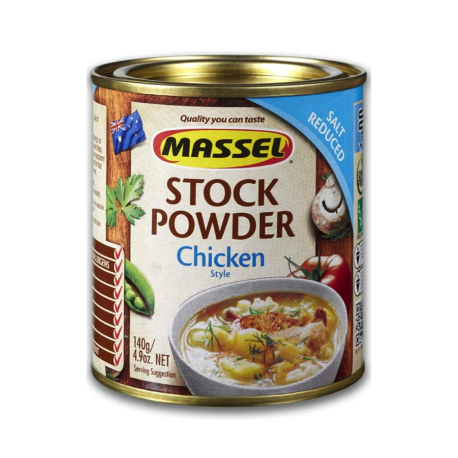 A tub of Massel Reducted Salt Chicken Style Stock Powder