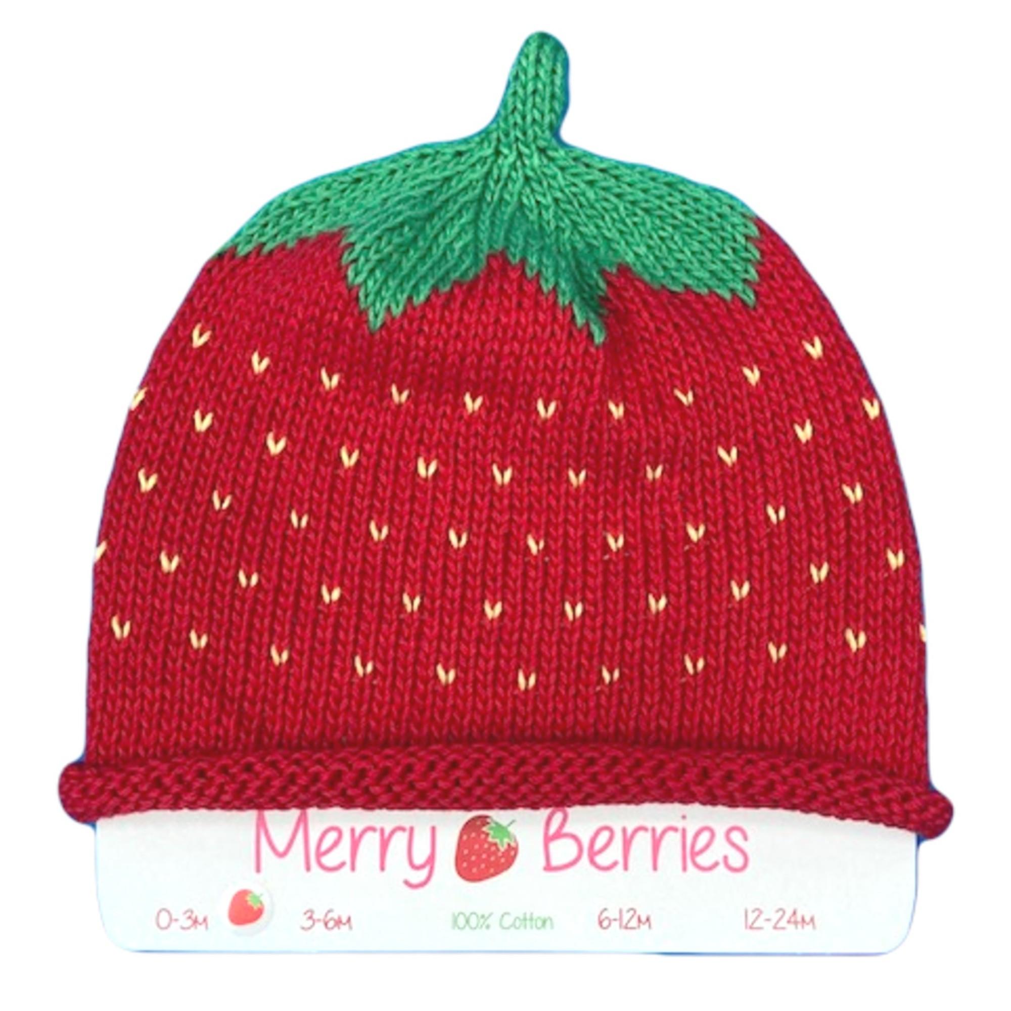 Merry Berries - Strawberry Knitted baby Hat-0-24mths-Cotton